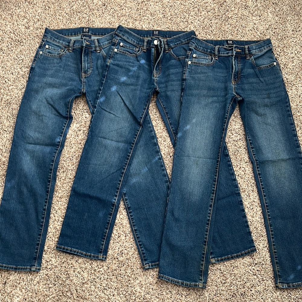 3 pairs of boys GAP jeans size 12.